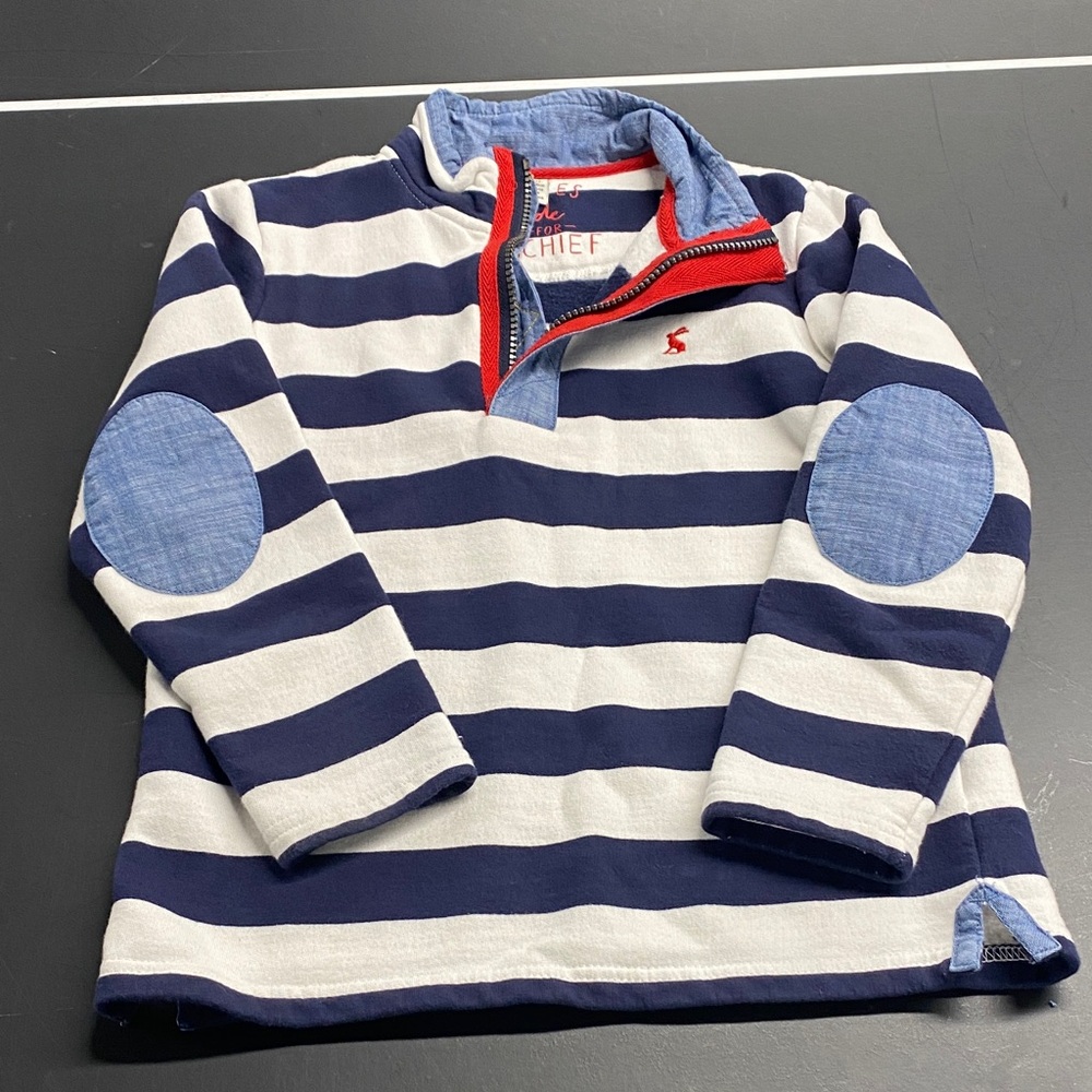 Joules made for mischief - size 7-8 kids,  Striped Navy and White Pullover